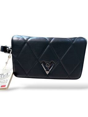 Valentino By Mario Valentino $279 Black Quilted V-Emblem Wristlet